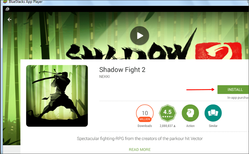 Install Shadow Fight 2 in laptop
